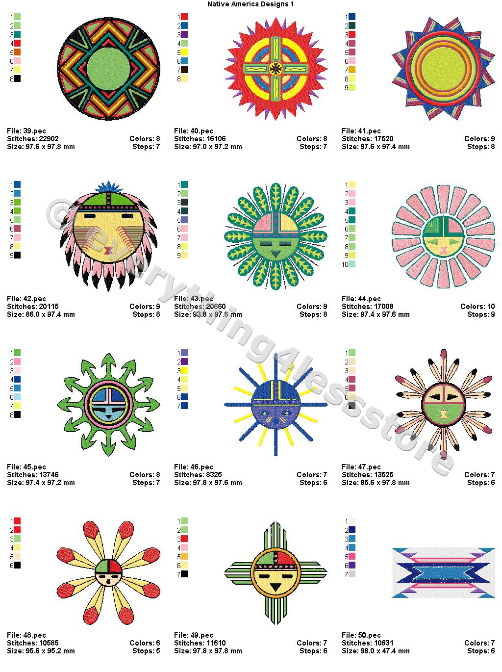 quality format audio chart EMBROIDERY DESIGNS eBay 48 NATIVE  DESIGNS 4X4  V1 AMERICAN CD